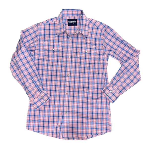 Wrangler Pink/Blue Checkered Shirt Boys Youth Large - Picture 1 of 6